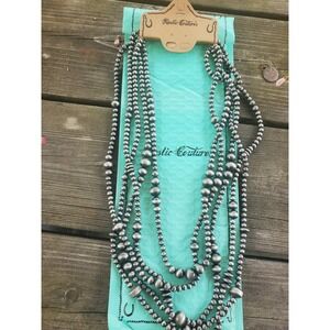 Beads-Rustic Coutures 5 strands, 12 inches Long, Silver Color Adjustable at Neck